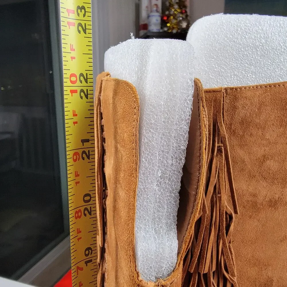 Steve Madden Maraka Fringe Over The Knee Boots Chestnut Suede Womens 6 New